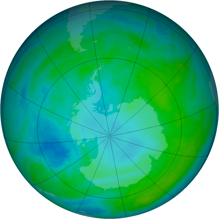 Antarctic ozone map for 26 January 1993